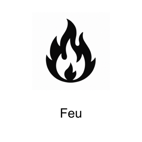 Icône feu avec texte