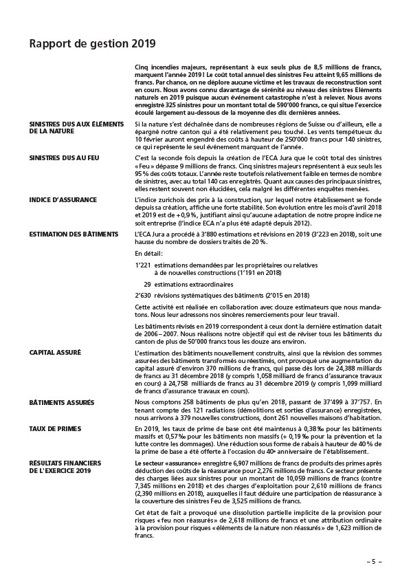 Rapport de gestion 2019  Page 7